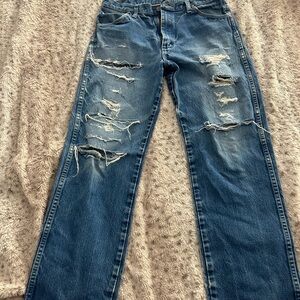 Damaged see pictures Wrangler Women's Distressed Straight Leg Blue Jeans